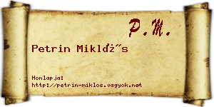 Petrin Miklós névjegykártya