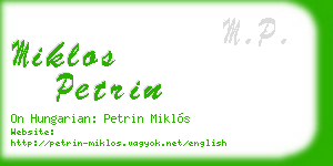 miklos petrin business card